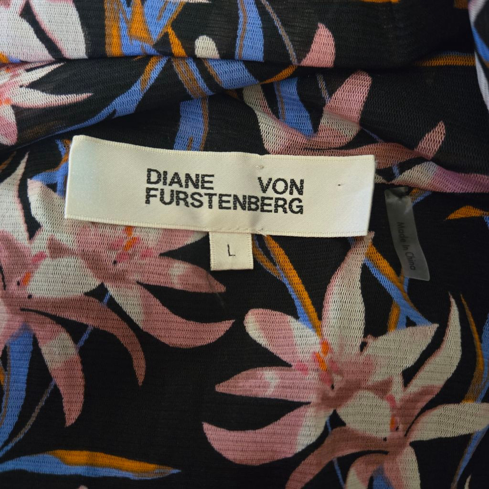 Diane Von Furstenberg DVF Ganesa Ruched Floral Tulle Midi Dress In Black L - Picture 4 of 8